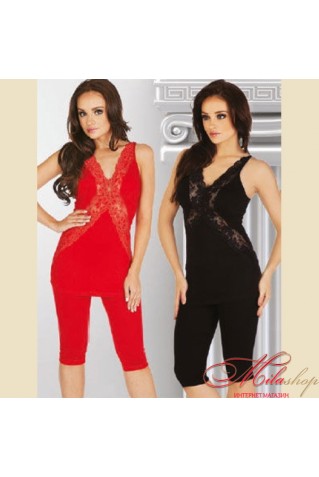 Элегантная пижама с капри De Lafense 878